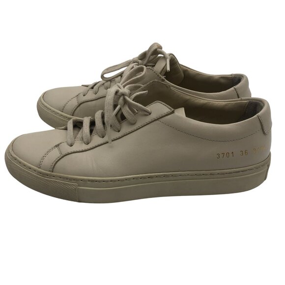 Woman By Common Projects Achilles Leather Sneakers EU 36 US 6 Beige Cream Low - Picture 1 of 14